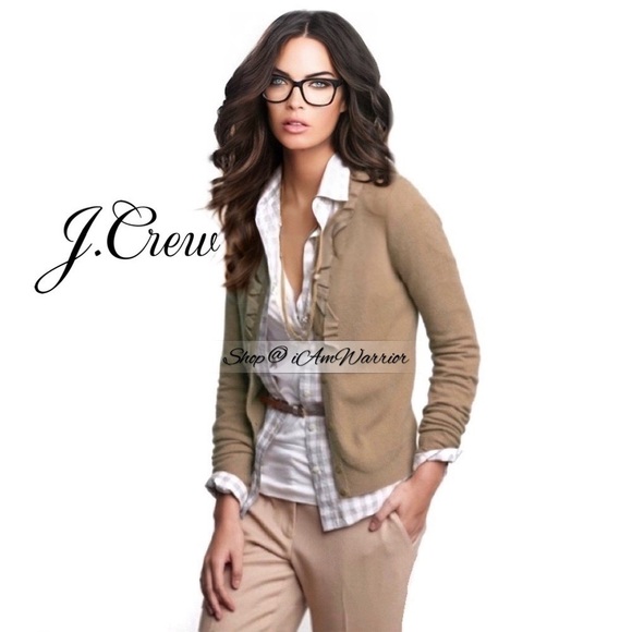 J.Crew grosgrain ribbon tan cashmere blend cardigan sweater *shop@iamwarrior - Picture 2 of 11